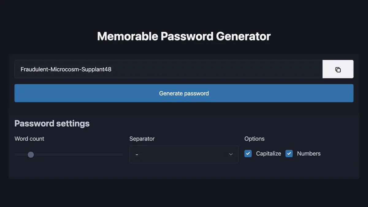 Memorable Password Generator